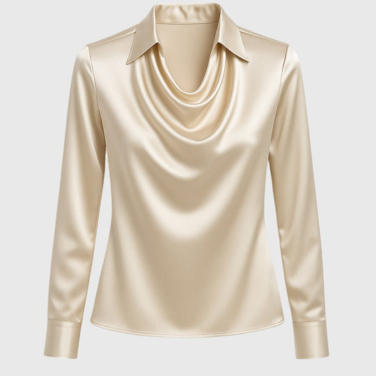 CHARLOTTE | BLOUSE WITH LUXURY SHINE AND PLEATED NECKLINE