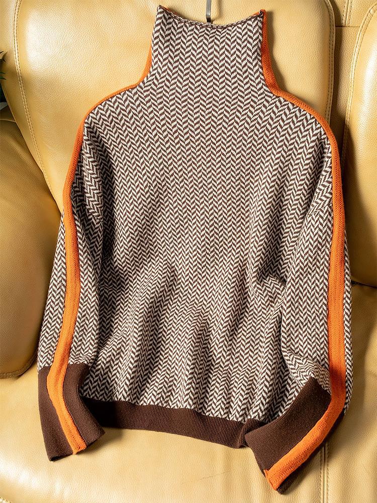 ELSIE | HIGH-NECK SWEATER WITH CONTRAST STRIPES