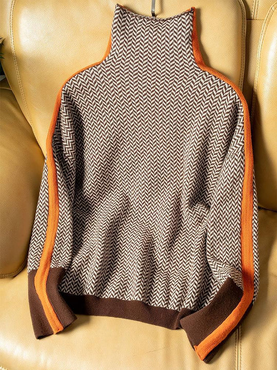 ELSIE | HIGH-NECK SWEATER WITH CONTRAST STRIPES