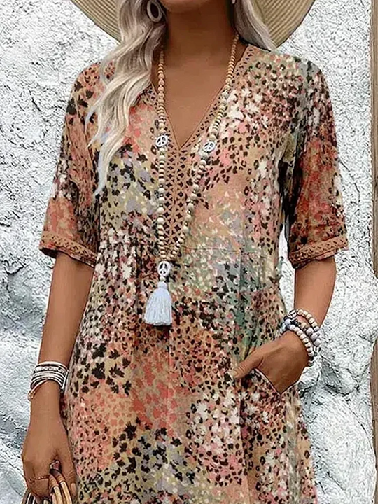 FREYA | ELEGANT FLORAL MIDI DRESS WITH TUMMY-COVERING FIT