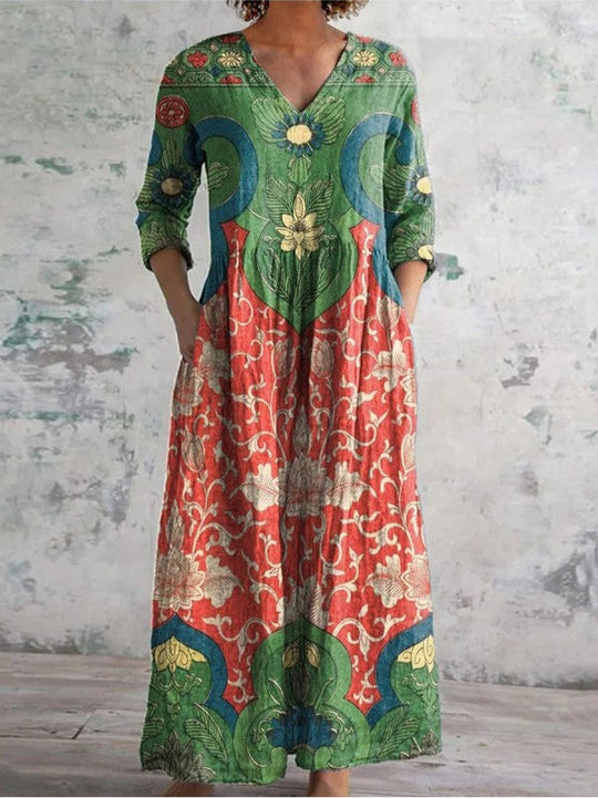 ANNA | MAXI DRESS WITH VINTAGE FLORAL PRINT