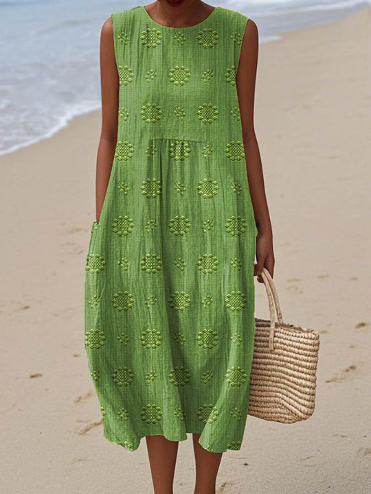 RUTH | AIRY COTTON-LINEN DRESS WITH MINIMALIST CHARM