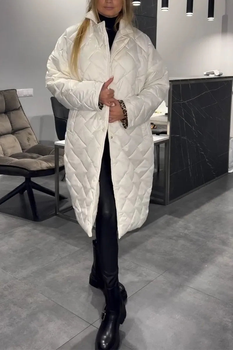 AMBER | REVERSIBLE QUILTED COAT WITH LEOPARD LINING