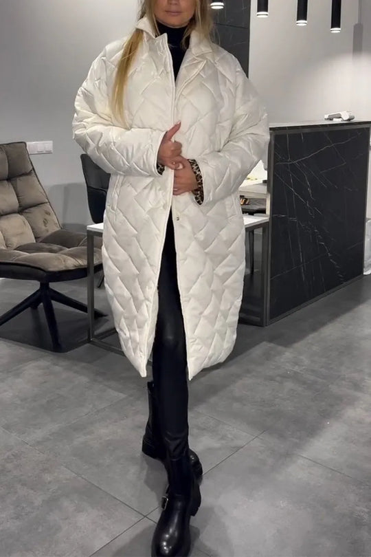 AMBER | REVERSIBLE QUILTED COAT WITH LEOPARD LINING