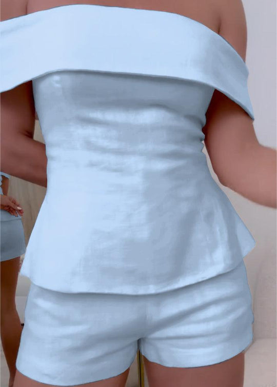 SOPHIE | WHITE COTTON AND LINEN TWO-PIECE SUIT