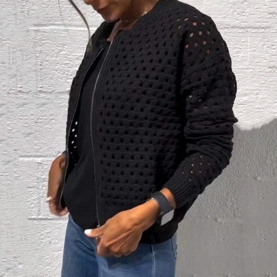 EMILY | WOMEN'S CARDIGAN WITH ZIPPER AND HOLLOW DESIGN